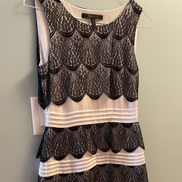 Classic and stylish BCBG Black and White Scalloped Lace Dress. - Picture 2 of 4